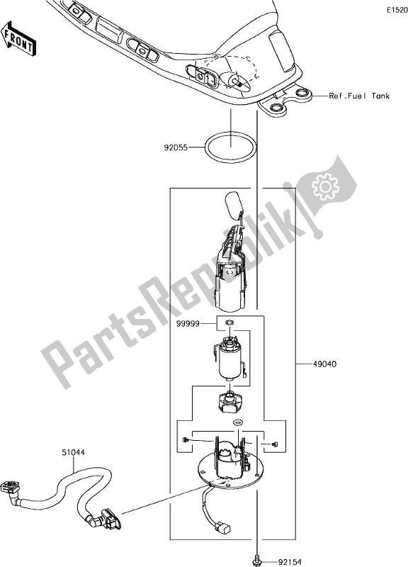 Alle onderdelen voor de 19 Fuel Pump van de Kawasaki ER 650 Z 650L Lams 2018