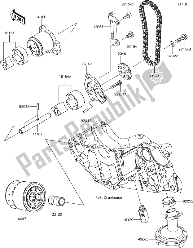 Alle onderdelen voor de 21 Oil Pump van de Kawasaki ER 650 Z 650L Lams 2018