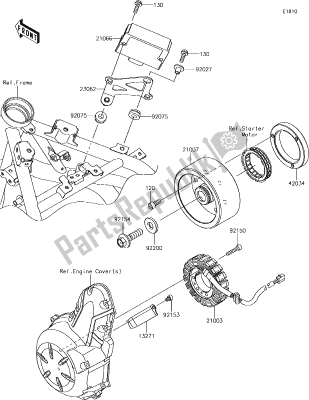 Alle onderdelen voor de 22 Generator van de Kawasaki ER 650 Z 650L Lams 2018