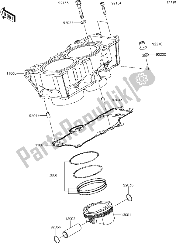 Todas as partes de 3 Cylinder/piston(s) do Kawasaki ER 650 Z 650L Lams 2018