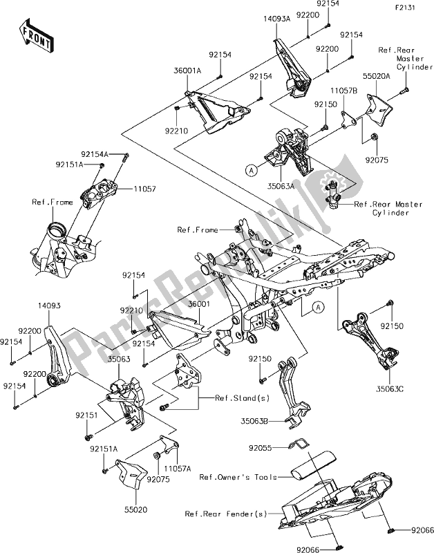 Alle onderdelen voor de 30 Frame Fittings van de Kawasaki ER 650 Z 650L Lams 2018