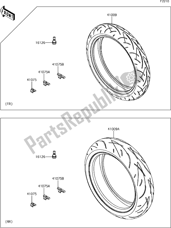 Tutte le parti per il 37 Tires del Kawasaki ER 650 Z 650L Lams 2018