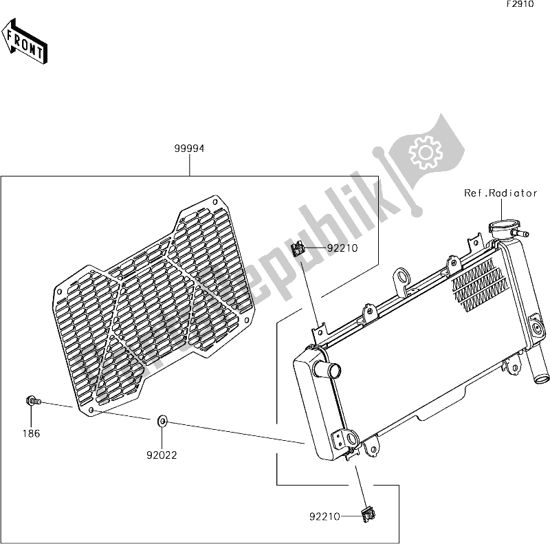 All parts for the 66 Accessory(radiator Screen) of the Kawasaki ER 650 Z 650L Lams 2018