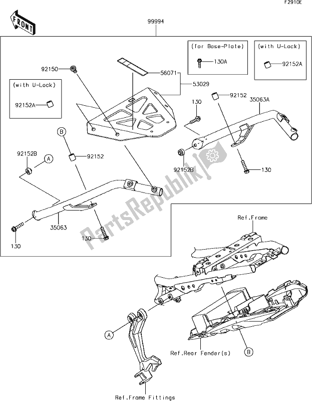 Todas as partes de 71 Accessory(topcase Bracket) do Kawasaki ER 650 Z 650L Lams 2018