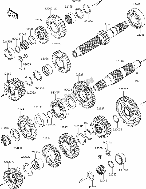 All parts for the 11-1transmission of the Kawasaki ER 650 Z 650L Lams 2019