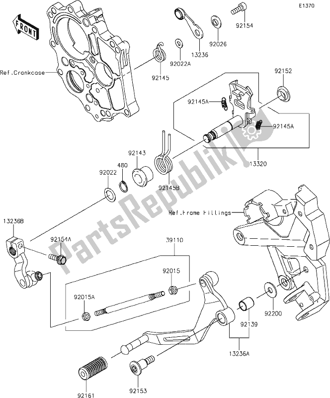 Todas las partes para 13 Gear Change Mechanism de Kawasaki ER 650 Z 650L Lams 2019