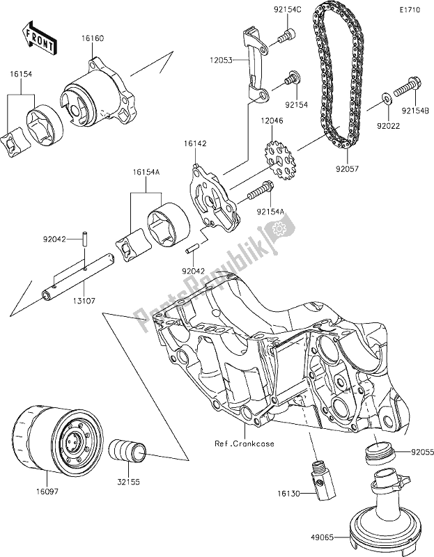 Alle onderdelen voor de 21 Oil Pump van de Kawasaki ER 650 Z 650L Lams 2019