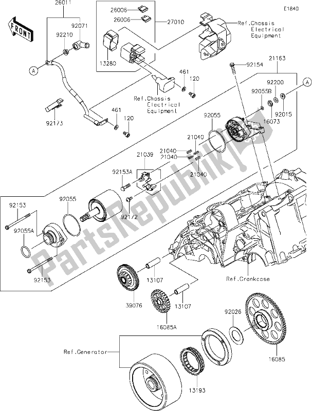 Todas as partes de 24 Starter Motor do Kawasaki ER 650 Z 650L Lams 2019