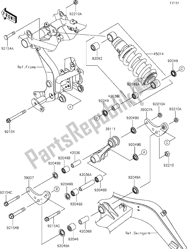 Alle onderdelen voor de 32 Suspension/shock Absorber van de Kawasaki ER 650 Z 650L Lams 2019