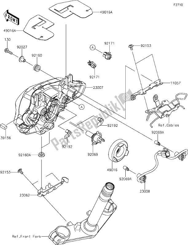 All parts for the 53 Headlight(s) of the Kawasaki ER 650 Z 650L Lams 2019