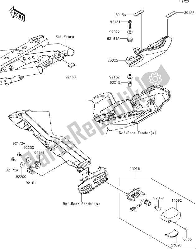 All parts for the 54 Taillight(s) of the Kawasaki ER 650 Z 650L Lams 2019