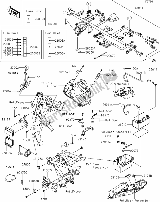 All parts for the 56 Chassis Electrical Equipment of the Kawasaki ER 650 Z 650L Lams 2019