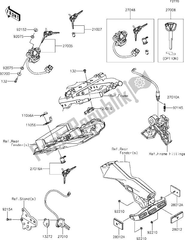 Alle onderdelen voor de 57 Ignition Switch van de Kawasaki ER 650 Z 650L Lams 2019
