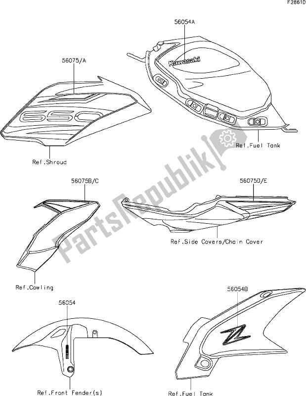 All parts for the 64 Decals(black)(hkfw) of the Kawasaki ER 650 Z 650L Lams 2019