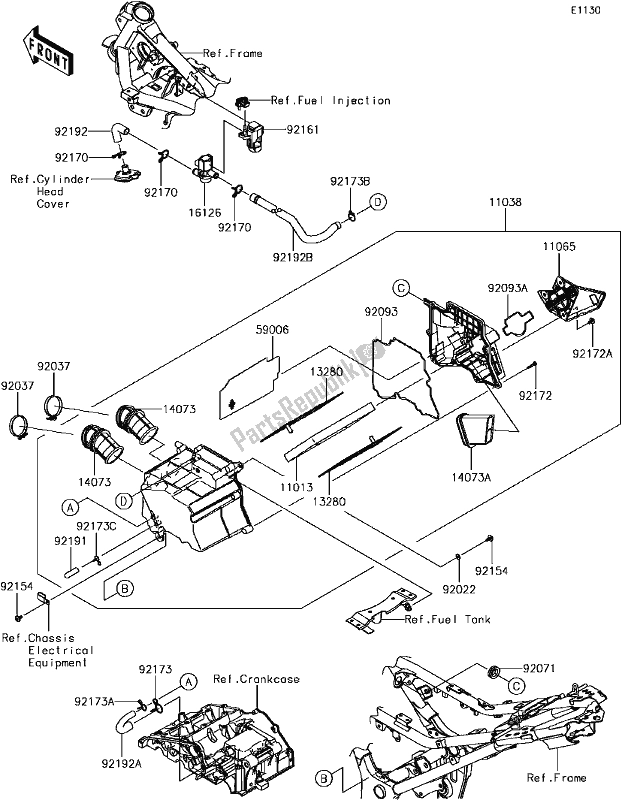 Todas las partes para B-6 Air Cleaner de Kawasaki EX 300 Ninja 2017