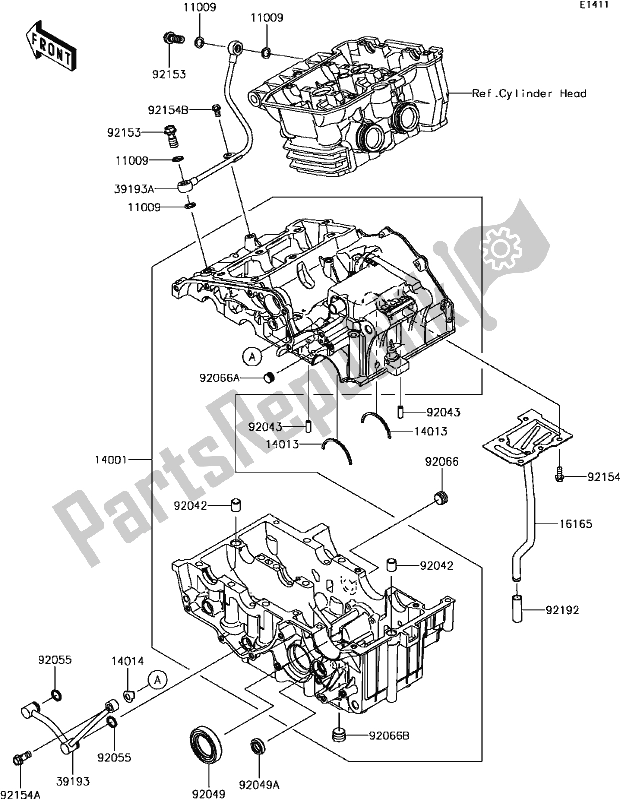 Todas las partes para C-3 Crankcase de Kawasaki EX 300 Ninja 2017