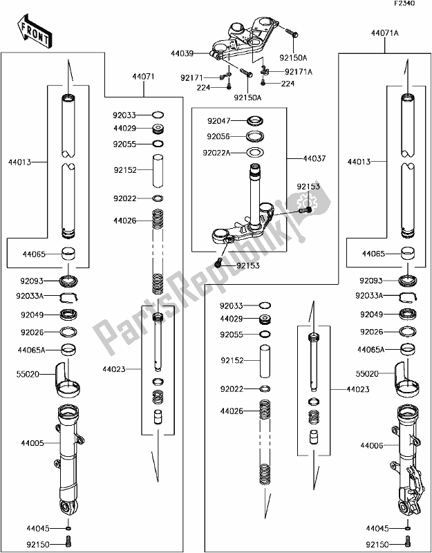 Todas as partes de F-12front Fork do Kawasaki EX 300 Ninja 2017