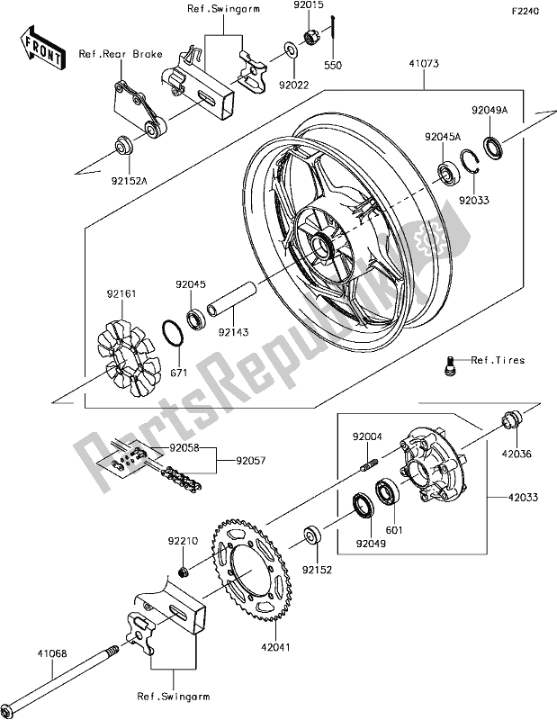 Todas las partes para F-3 Rear Hub(aff) de Kawasaki EX 300 Ninja 2017