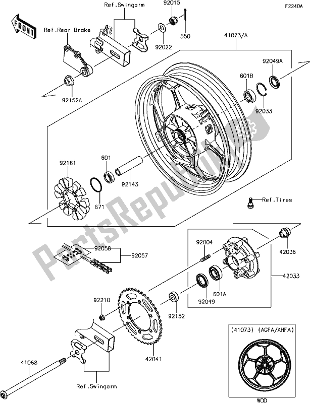 Alle onderdelen voor de F-4 Rear Hub(agf∼ahfa) van de Kawasaki EX 300 Ninja 2017