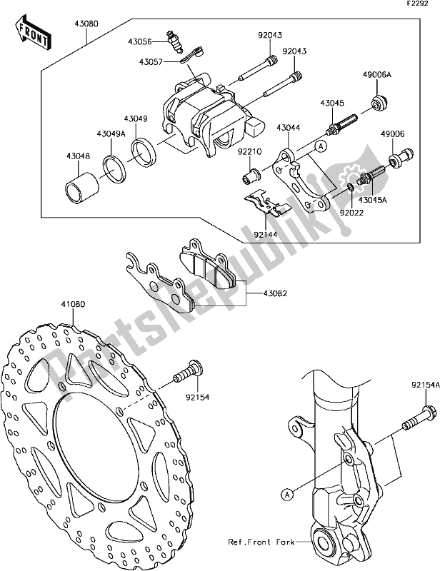 Todas las partes para F-7 Front Brake de Kawasaki EX 300 Ninja 2017