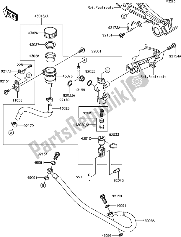 Toutes les pièces pour le F-8 Rear Master Cylinder du Kawasaki EX 300 Ninja 2017