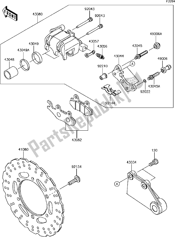 Todas las partes para F-9 Rear Brake de Kawasaki EX 300 Ninja 2017