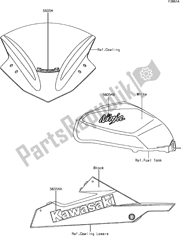 Todas las partes para G-14decals(white)(aff) de Kawasaki EX 300 Ninja 2017