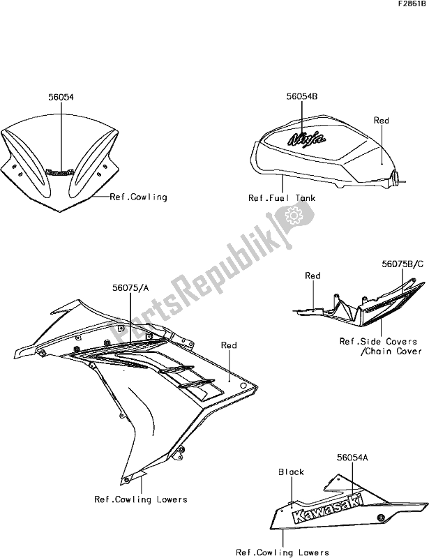 Todas las partes para H-3 Decals(red)(agf) de Kawasaki EX 300 Ninja 2017