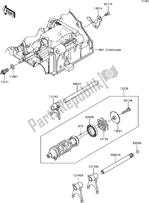 Wszystkie części do B-13gear Change Drum/shift Fork(s) Kawasaki EX 300 Ninja ABS 2017