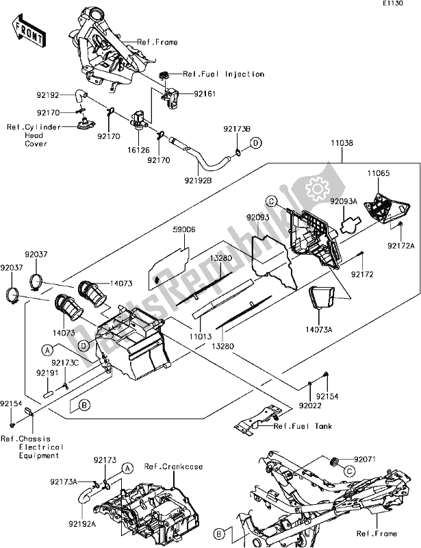 Alle onderdelen voor de B-6 Air Cleaner van de Kawasaki EX 300 Ninja ABS 2017