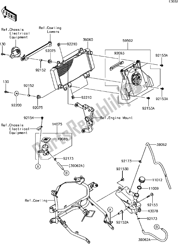 All parts for the C-13radiator of the Kawasaki EX 300 Ninja ABS 2017