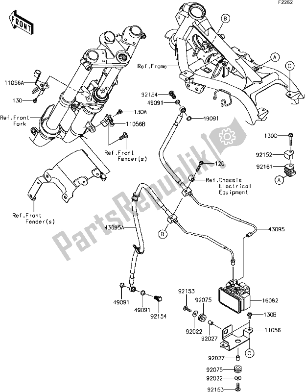 Todas las partes para F-4 Brake Piping de Kawasaki EX 300 Ninja ABS 2017