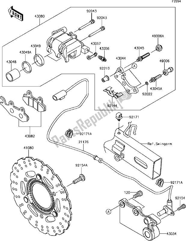 Alle onderdelen voor de F-8 Rear Brake van de Kawasaki EX 300 Ninja ABS 2017