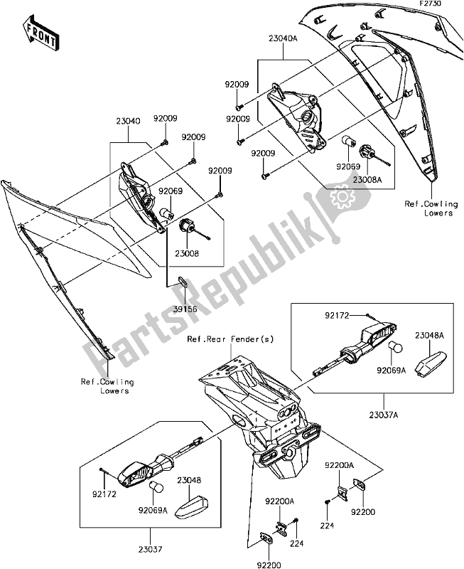 Todas las partes para G-8 Turn Signals de Kawasaki EX 300 Ninja ABS 2017