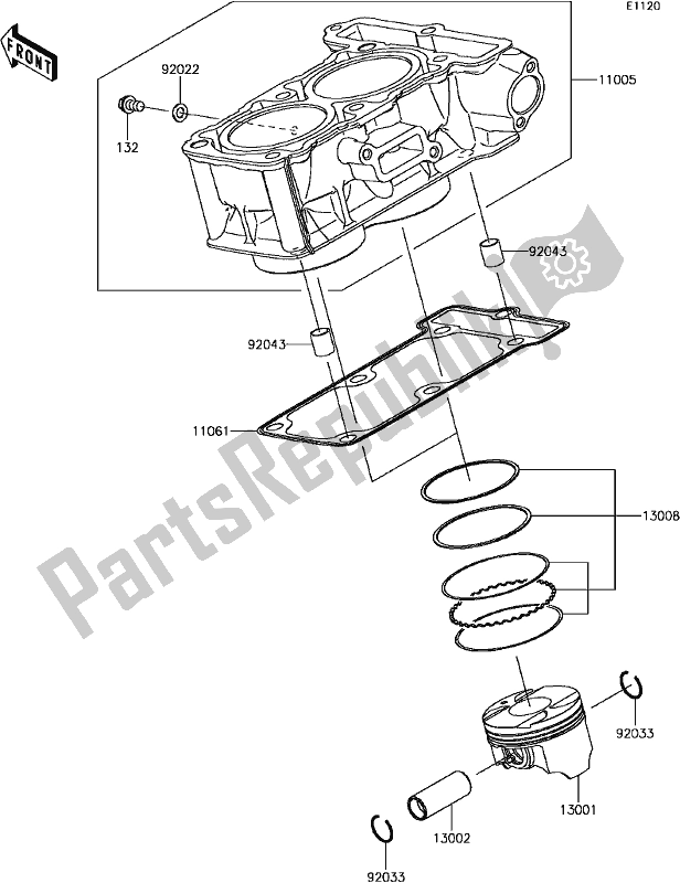 All parts for the B-5 Cylinder/piston(s) of the Kawasaki EX 300 Ninja SE 2017