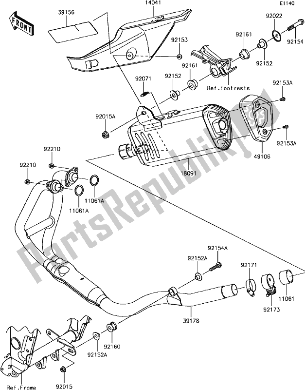 All parts for the B-7 Muffler(s) of the Kawasaki EX 300 Ninja SE 2017