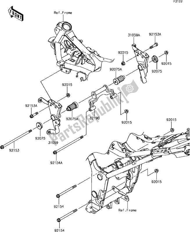 All parts for the E-4 Engine Mount of the Kawasaki EX 300 Ninja SE 2017