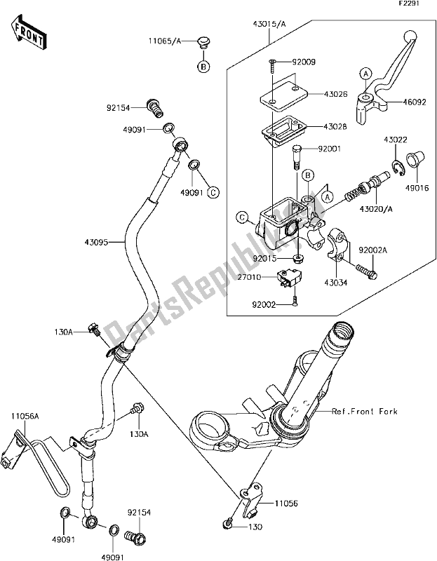 Wszystkie części do F-6 Front Master Cylinder Kawasaki EX 300 Ninja SE 2017