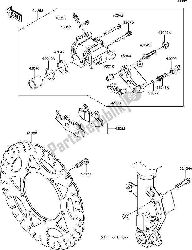 Alle onderdelen voor de F-7 Front Brake van de Kawasaki EX 300 Ninja SE 2017