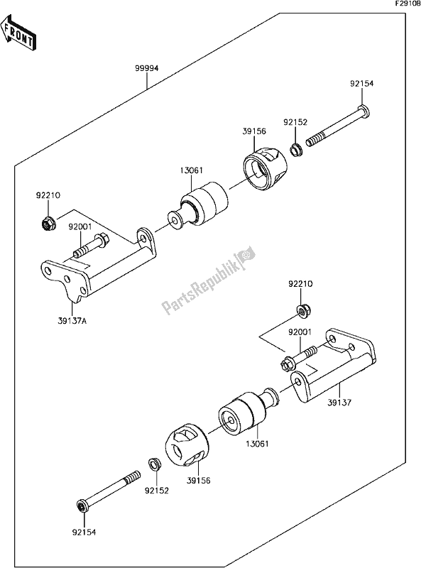 All parts for the H-10accessory(engine Guard) of the Kawasaki EX 300 Ninja SE 2017