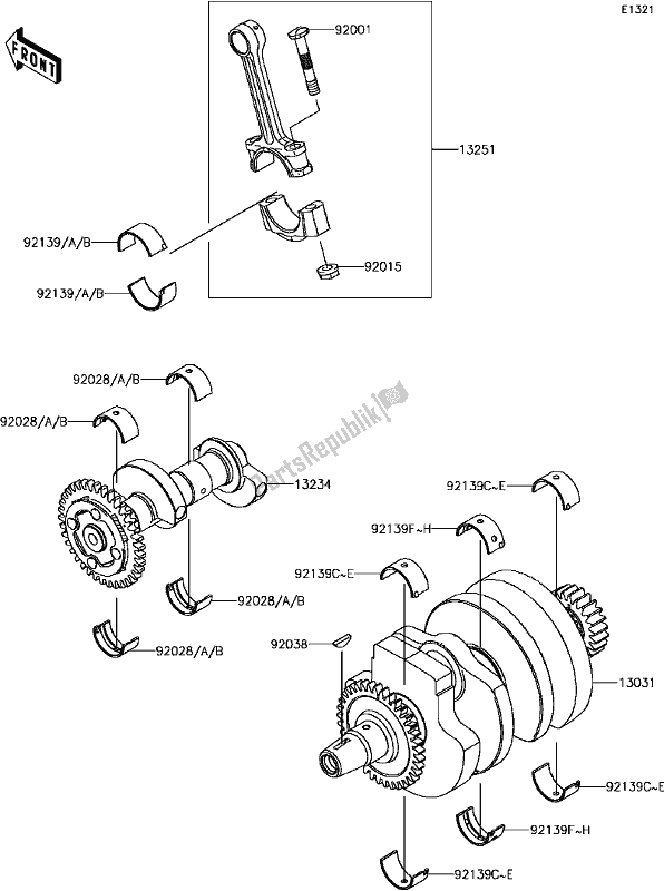 Todas as partes de B-10crankshaft do Kawasaki EX 300 Ninja SE ABS 2017