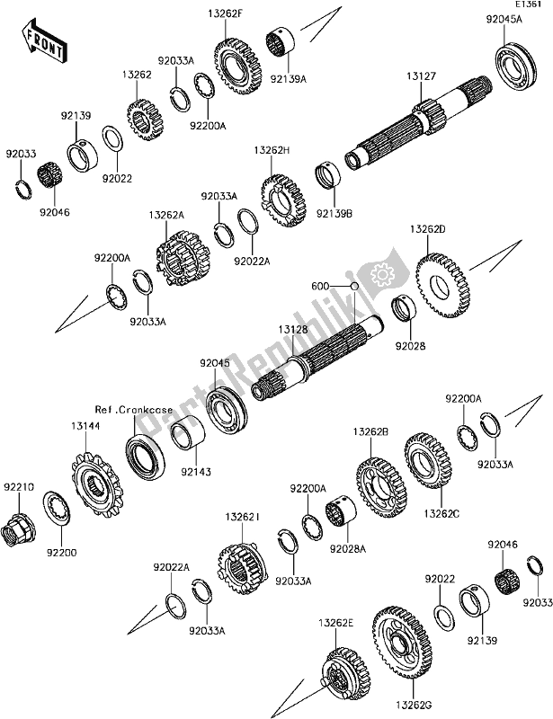 All parts for the B-12transmission of the Kawasaki EX 300 Ninja SE ABS 2017