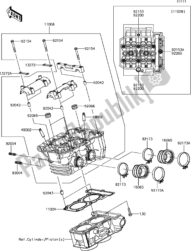 Alle onderdelen voor de B-3 Cylinder Head van de Kawasaki EX 300 Ninja SE ABS 2017