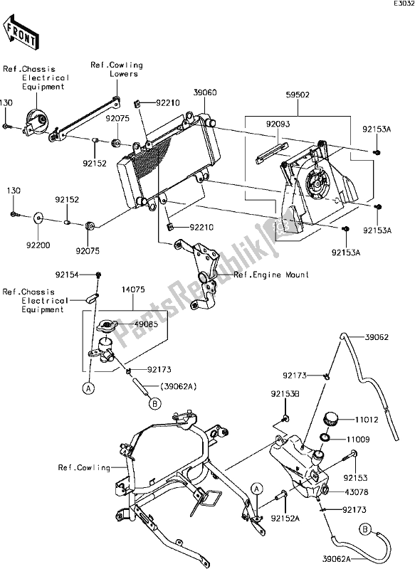 All parts for the C-13radiator of the Kawasaki EX 300 Ninja SE ABS 2017