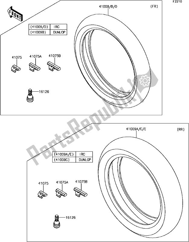 All parts for the E-12tires of the Kawasaki EX 300 Ninja SE ABS 2017