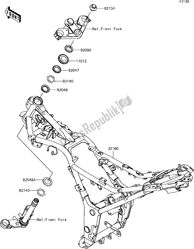 Todas las partes para E-3 Frame de Kawasaki EX 300 Ninja SE ABS 2017