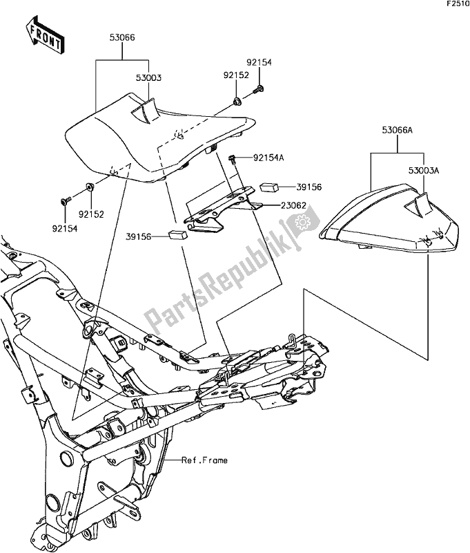 All parts for the F-13seat of the Kawasaki EX 300 Ninja SE ABS 2017