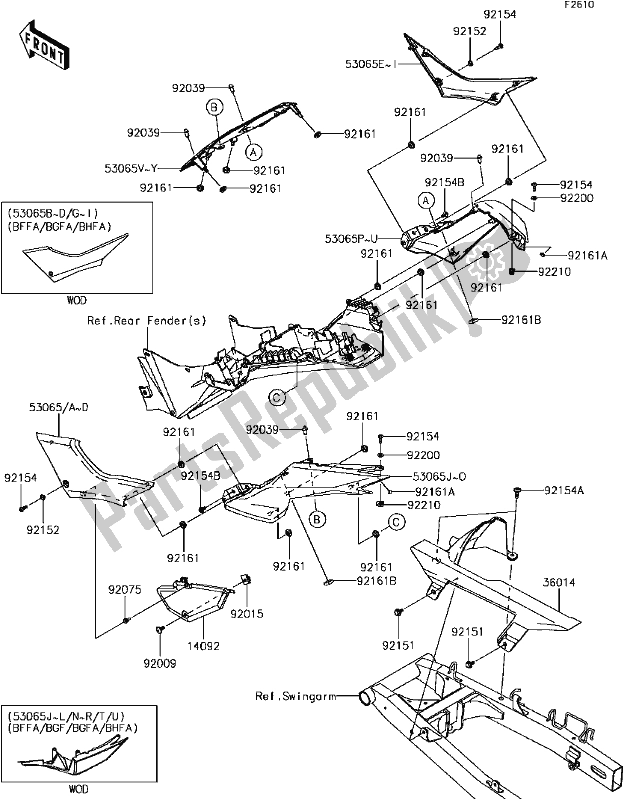 All parts for the G-4 Side Covers/chain Cover(1/2) of the Kawasaki EX 300 Ninja SE ABS 2017