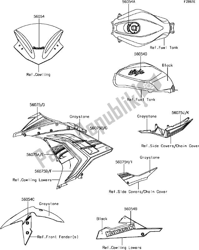 Toutes les pièces pour le H-6 Decals(graystone)(bgfa) du Kawasaki EX 300 Ninja SE ABS 2017