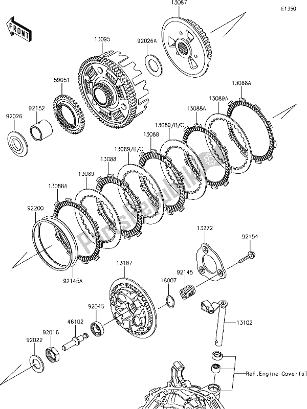 Alle onderdelen voor de 10 Clutch van de Kawasaki EX 400 Ninja 2018